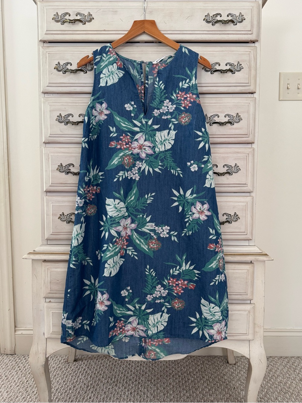 Given Kale Boho Floral Shift Dress